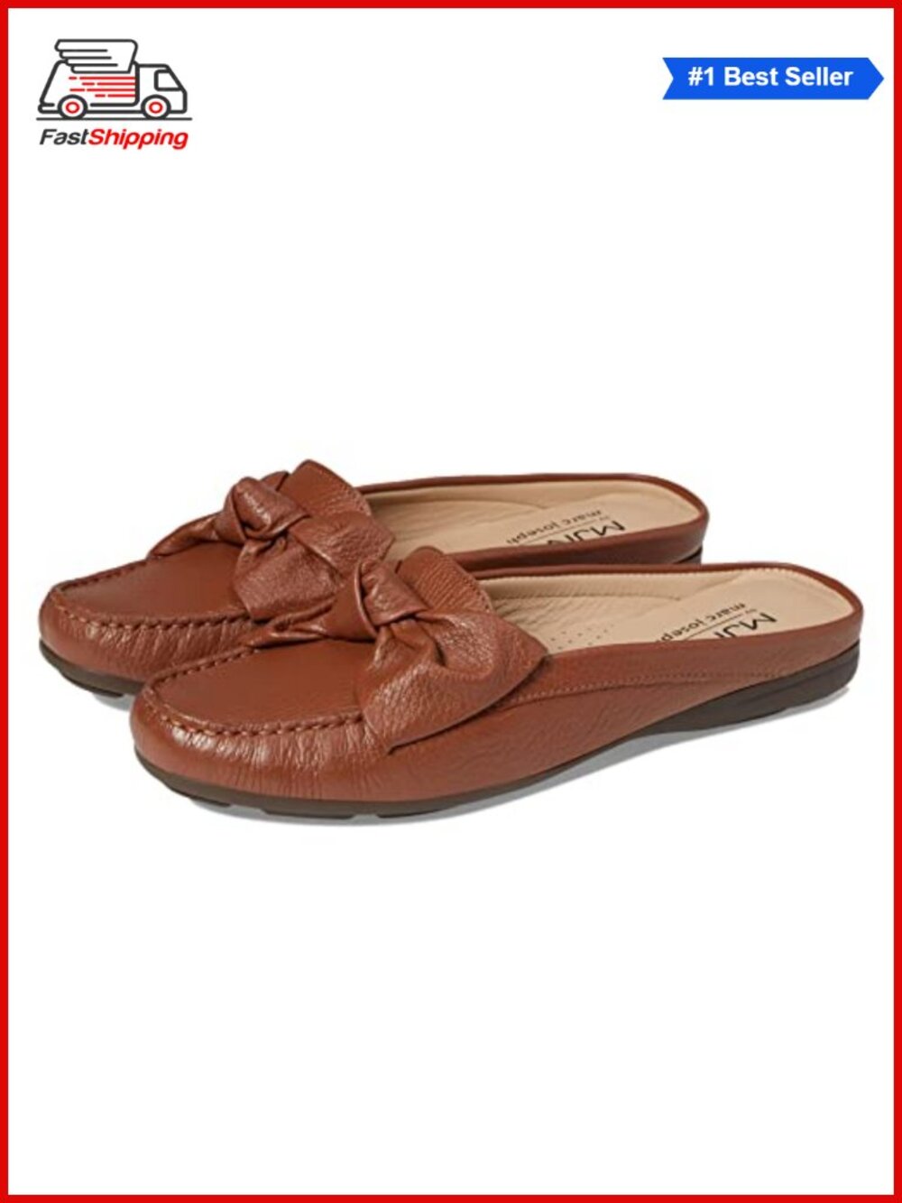 Marc Joseph New York Leather Slip-On Mule with Bow Detail